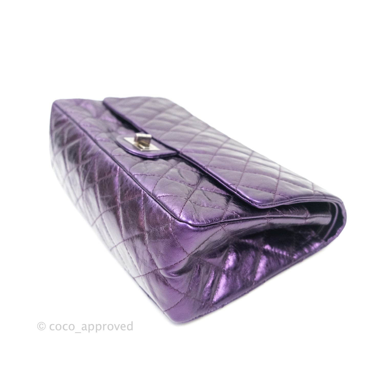 Chanel Reissue Quilted Glazed Calfskin Metallic Purple Silver Hardware 227