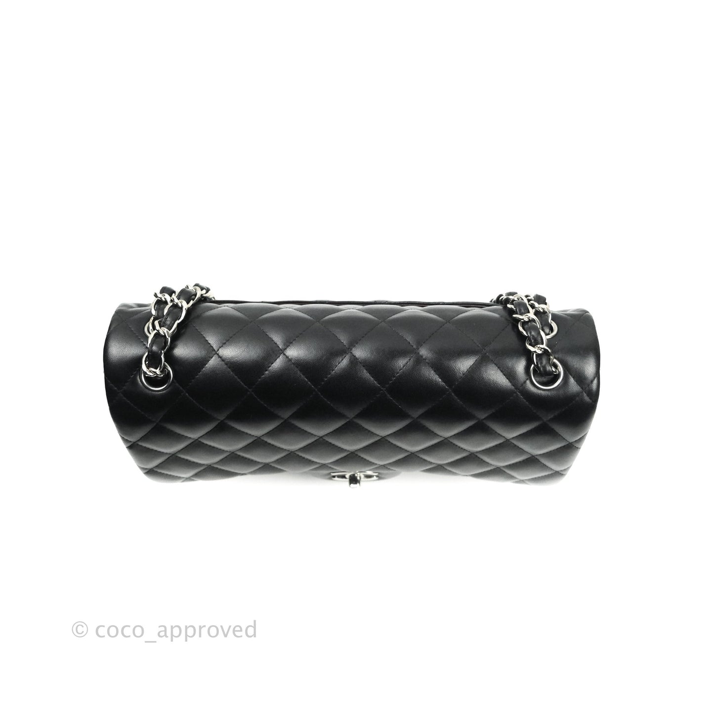 Chanel Jumbo Double Flap Bag Black Lambskin Silver Hardware⁣⁣