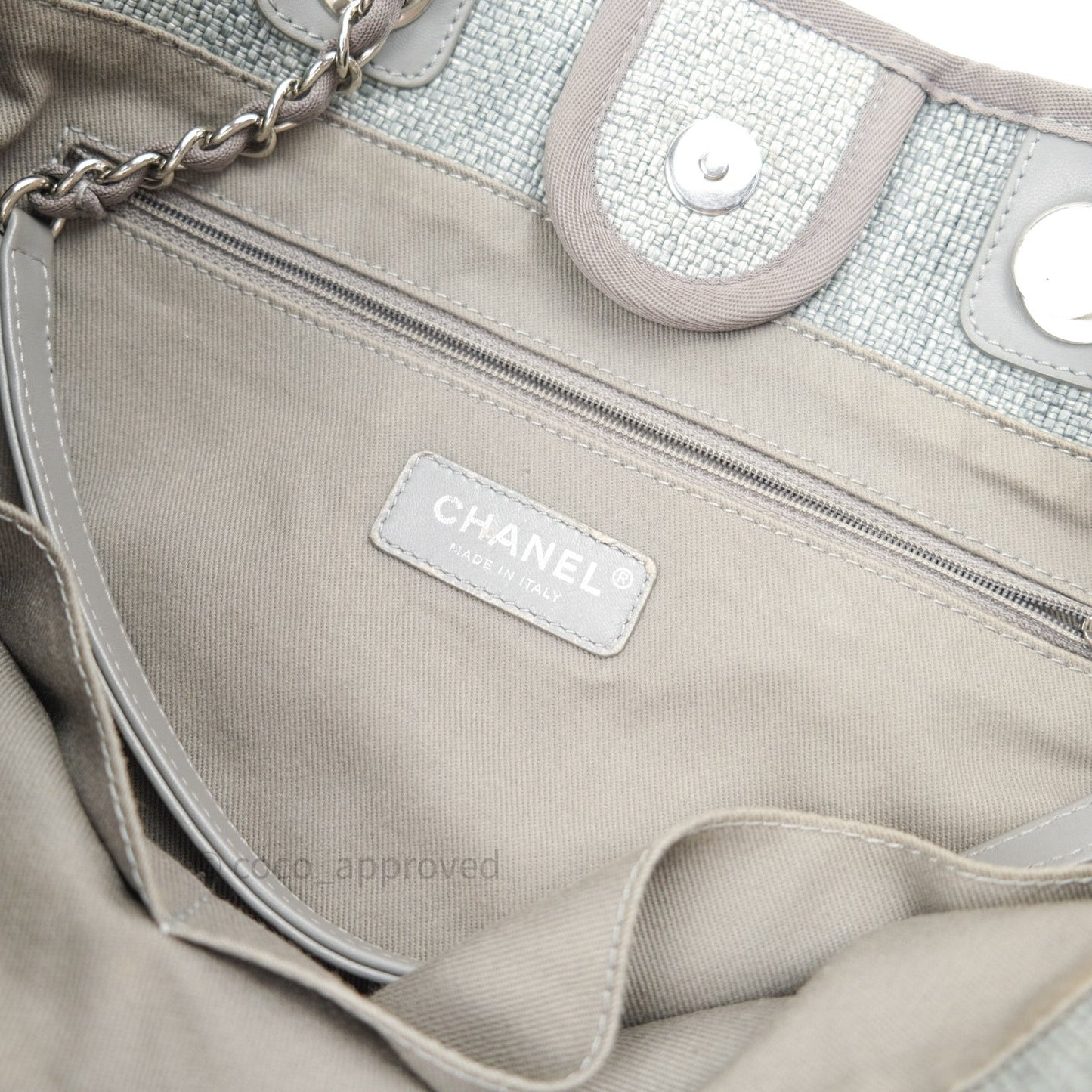Chanel Canvas Deauville Medium Tote Grey