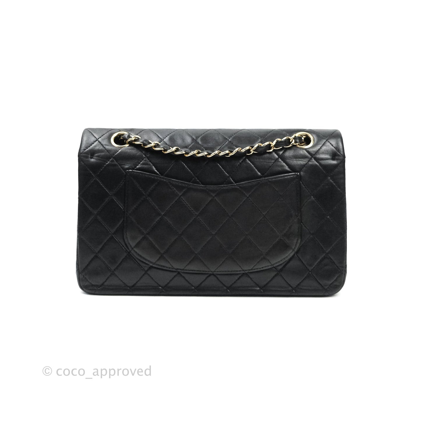 Chanel Vintage M/L Lambskin Medium Double Flap Bag Black