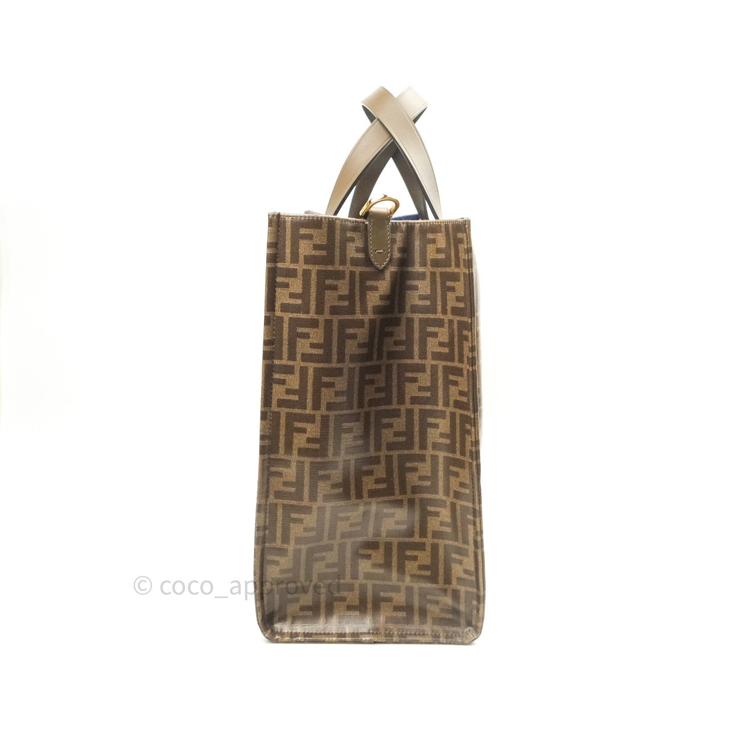 Fendi Zucca Coated Canvas Mania Shopping Tote Tobacco Blue