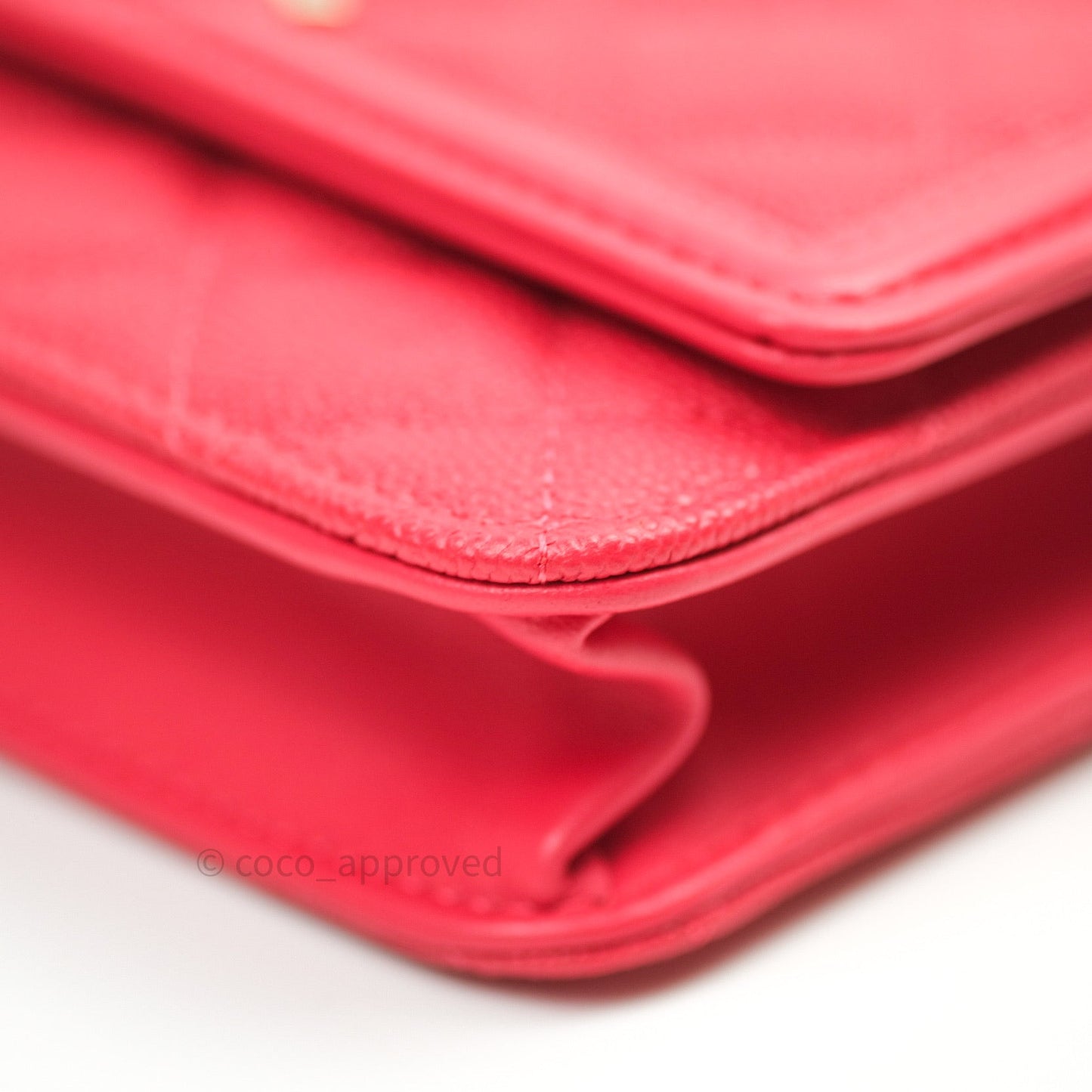Chanel Filigree Wallet on Chain WOC Red Caviar Gold Hardware