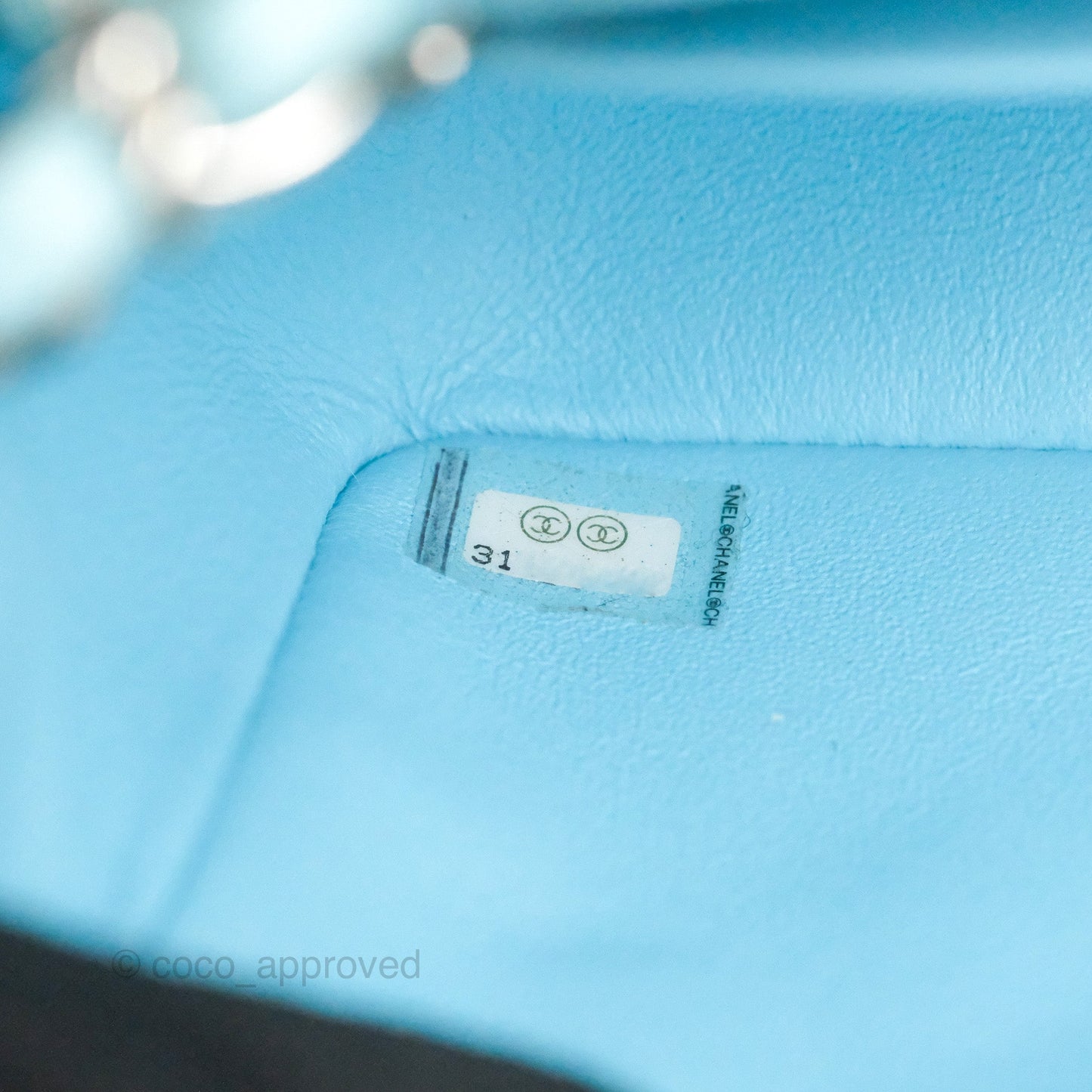 Chanel Quilted Mini Rectangular Flap Light Blue Lambskin Silver Hardware