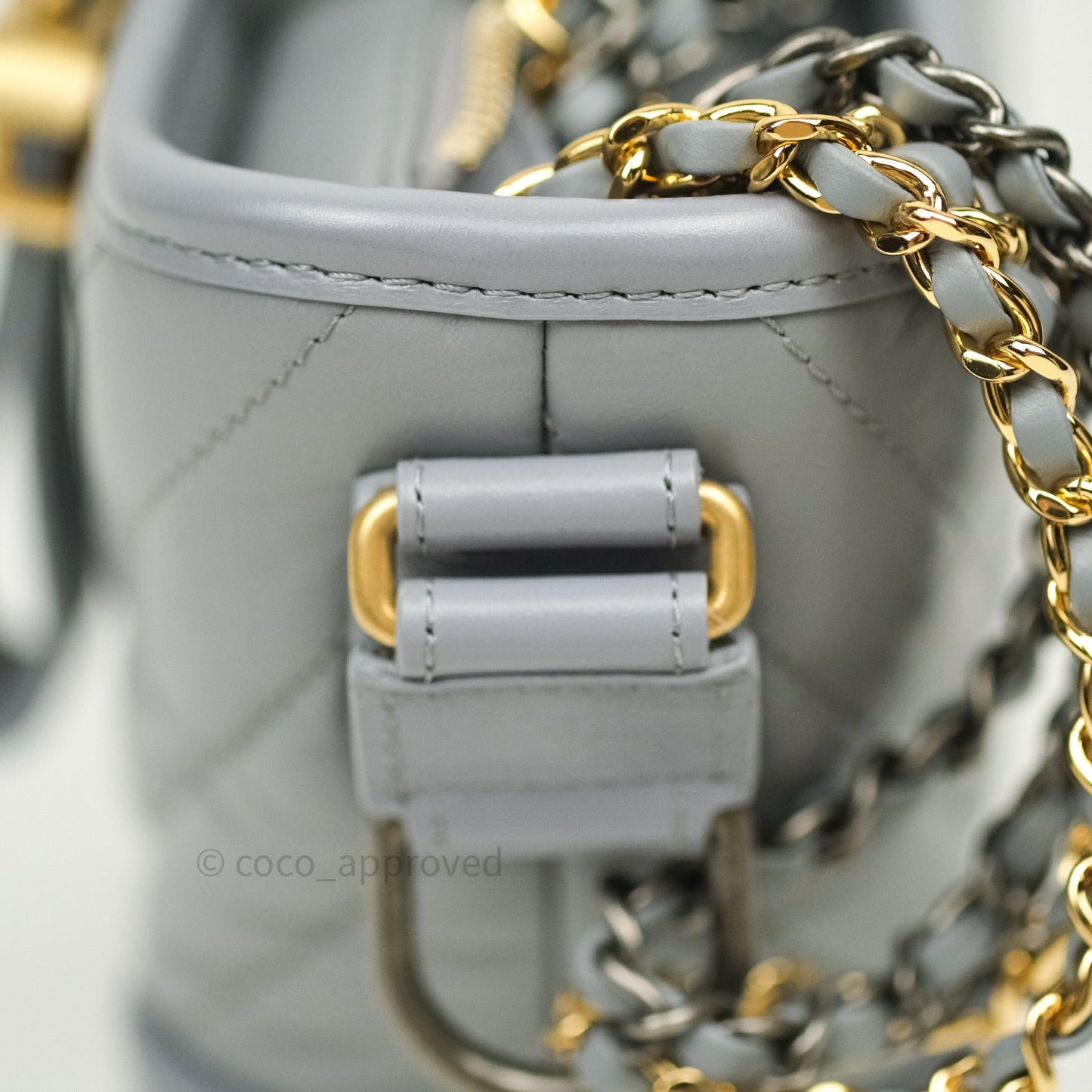 Chanel Calfskin Chevron Small Gabrielle Hobo Grey Mixed Hardware