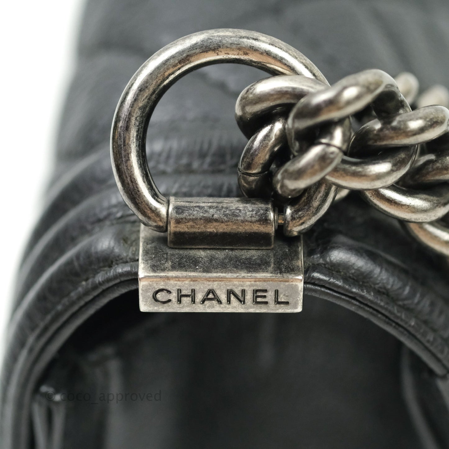 Chanel Boy Quilted Medium Black Grained Calfskin Ruthenium Hardware