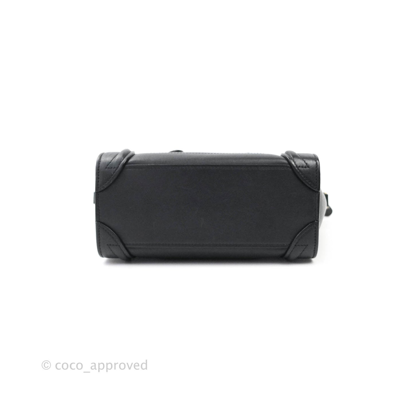 Celine Nano Luggage in Black Calfskin Antique Gold Hardware