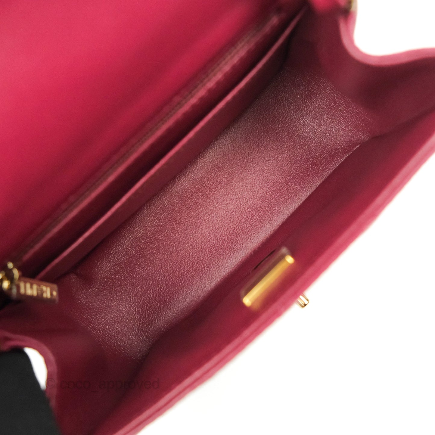 Chanel Quilted Mini Square Dark Red Burgundy Lambskin Gold Hardware 21K
