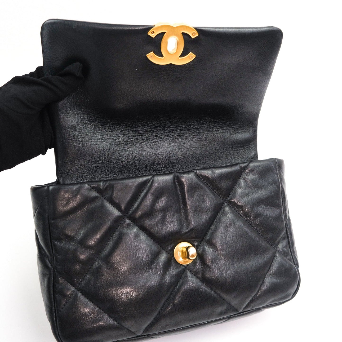Chanel 19 Small Beige Goatskin Mixed Hardware