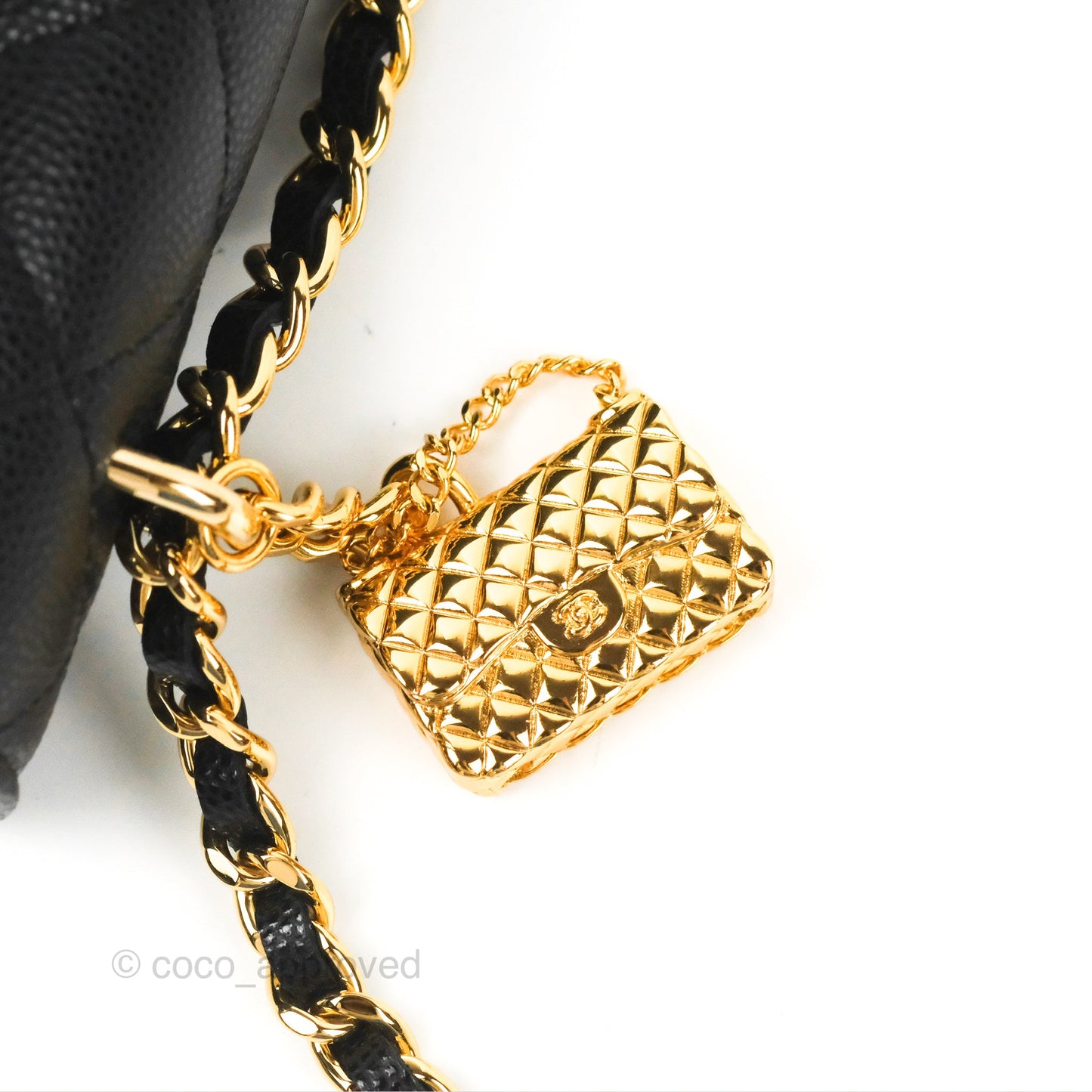 Chanel WOC Bag Charm Black Caviar Gold Hardware