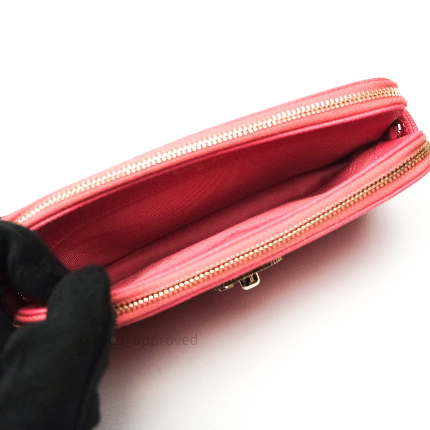 Chanel Quilted Clutch With Chain Pink Caviar Gold Hardware