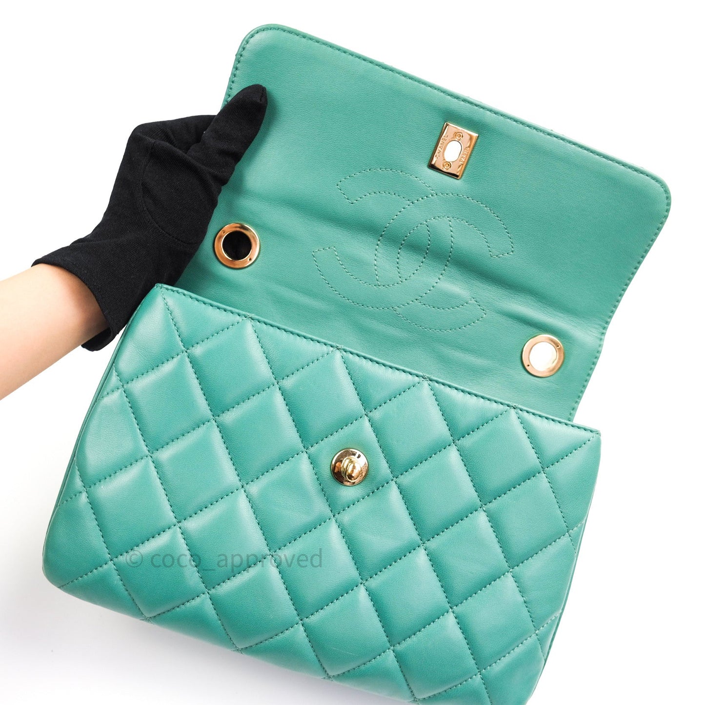 Chanel Lambskin Quilted Small Trendy CC Flap Handle Bag Light Green