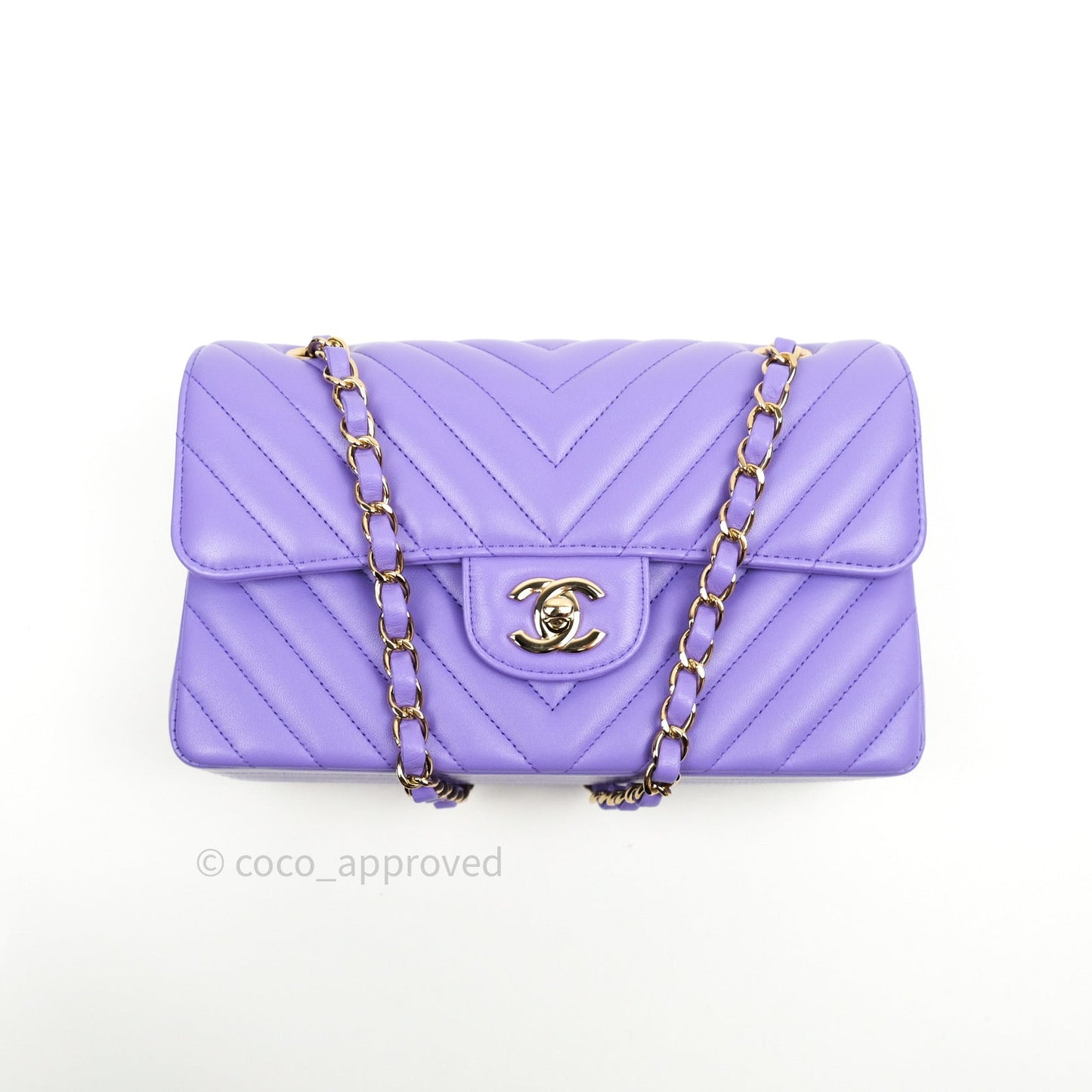 Chanel Classic Small S/M Flap Purple Lambskin Light Gold Hardware