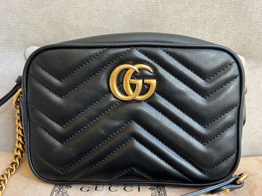 Luxury Gucci GG Black Marmont Mini Shoulder Bag