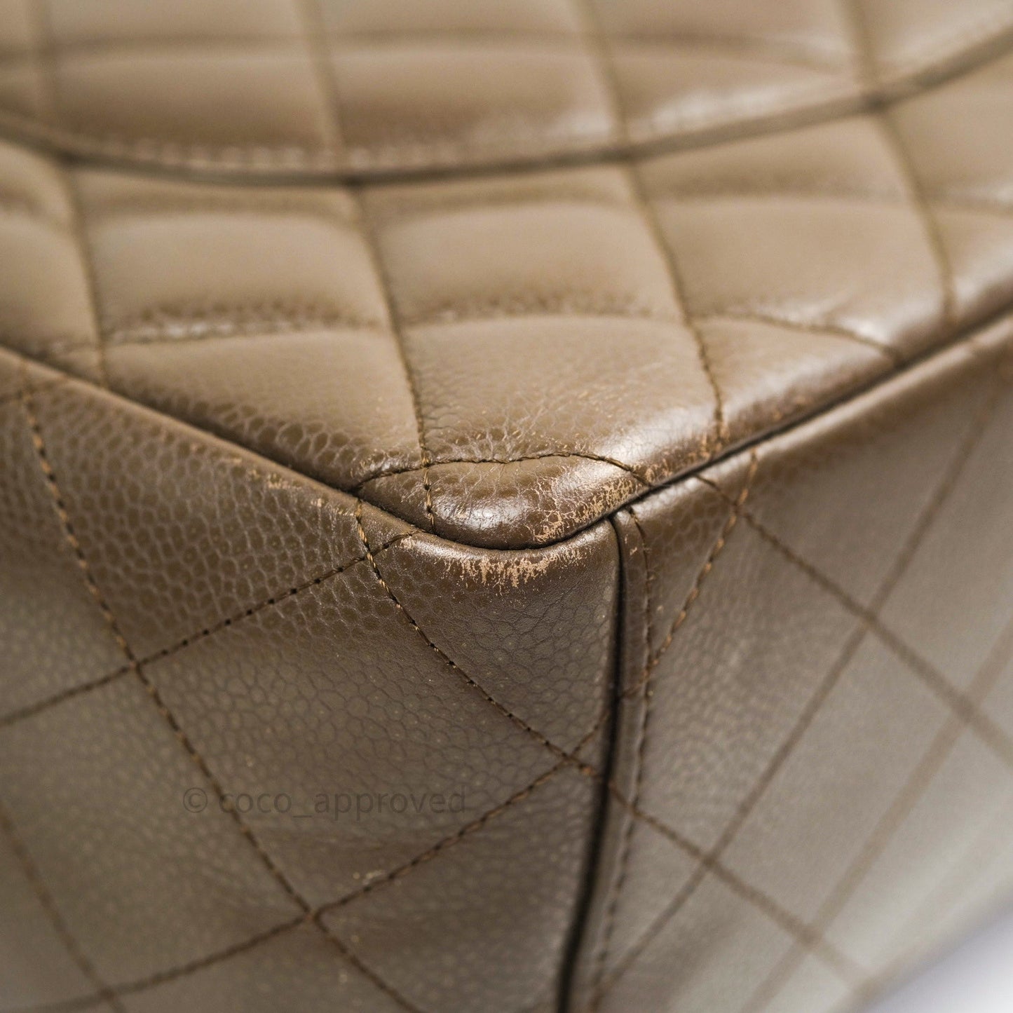 Chanel Double Flap Maxi Khaki Caviar Silver Hardware