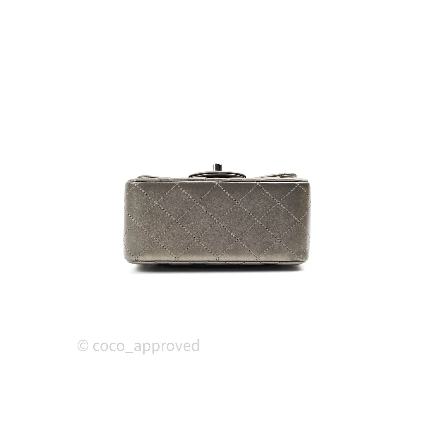 Chanel Mini Square Metallic Dark Grey Lambskin Dark Silver Hardware