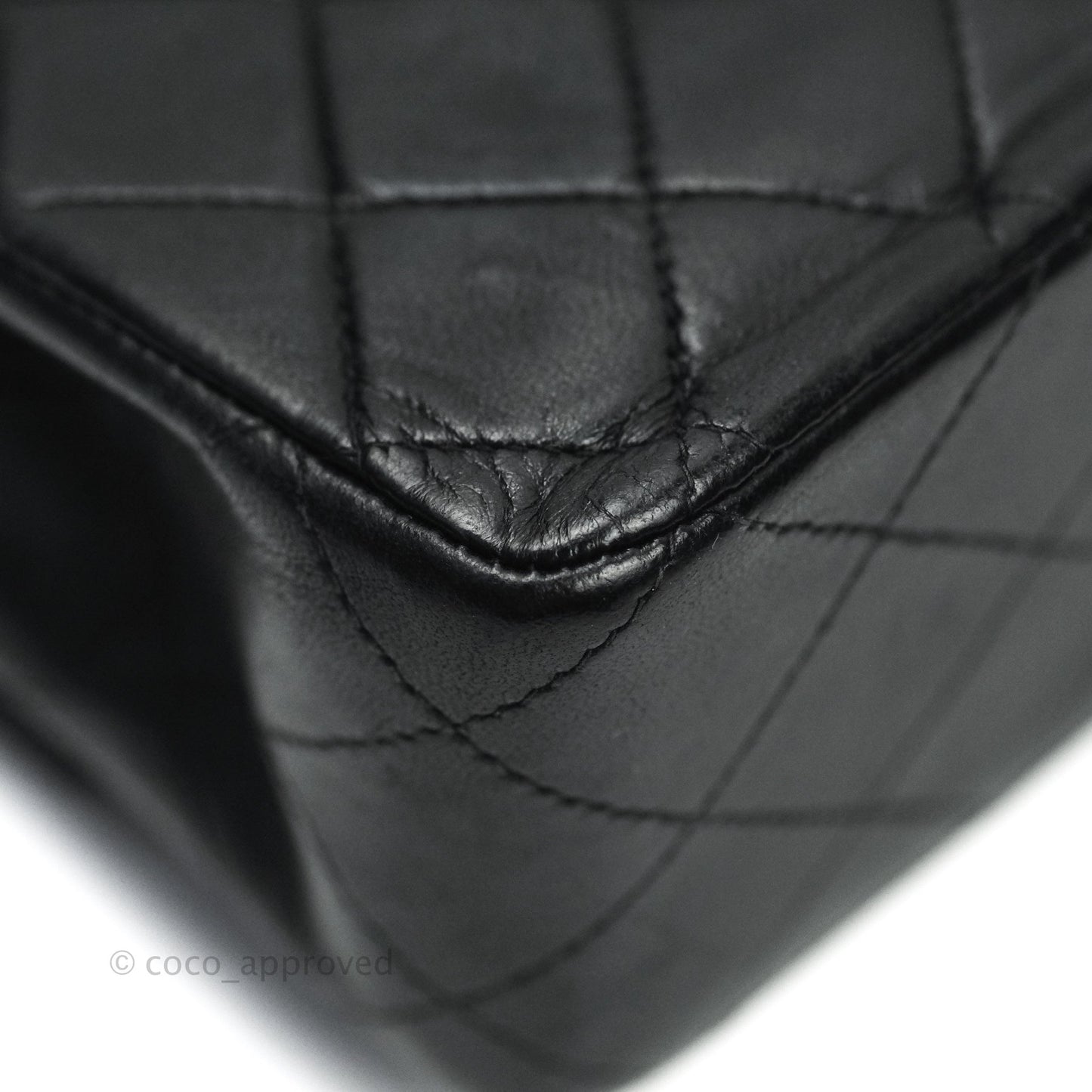 Chanel Vintage M/L Lambskin Medium Double Flap Bag Black