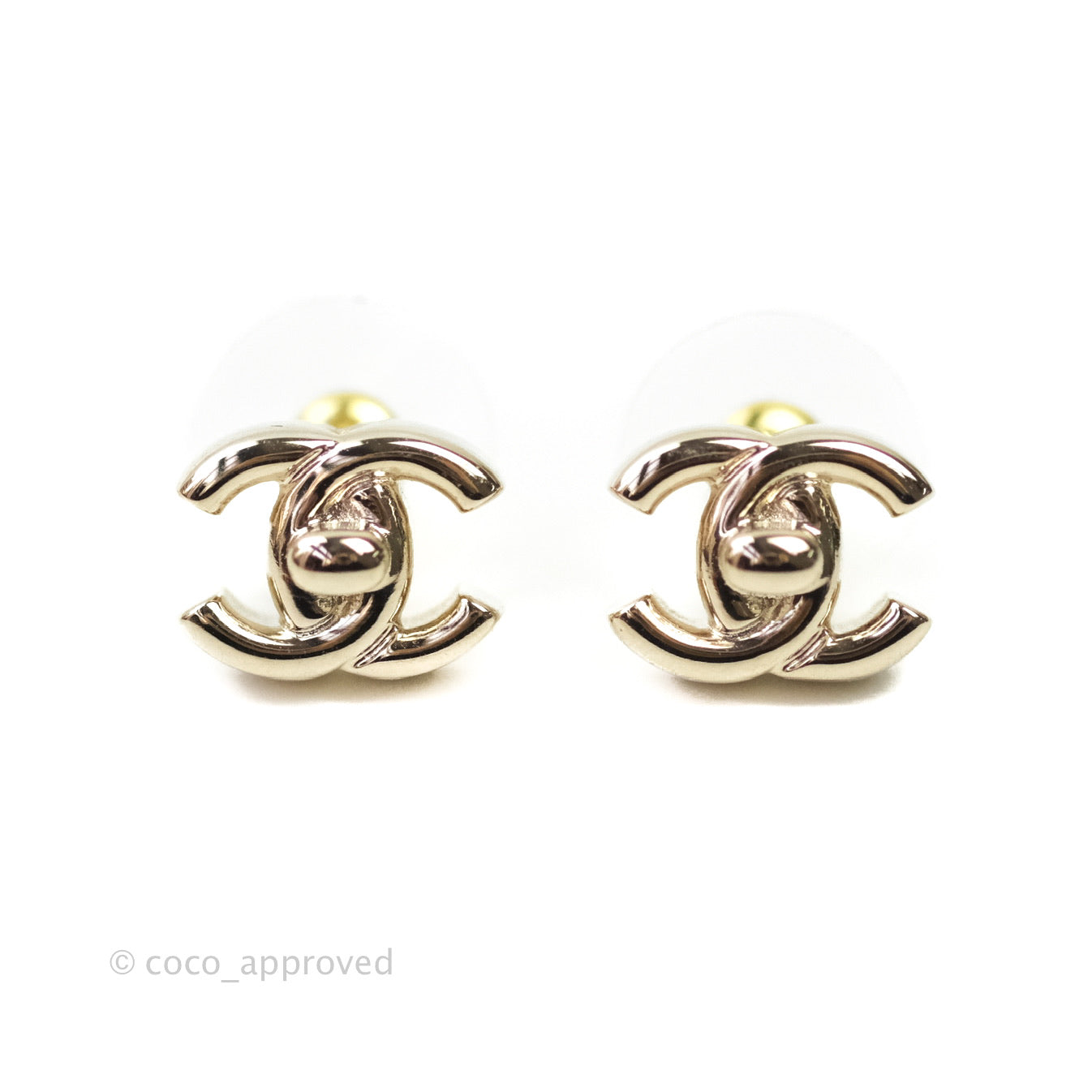Chanel CC Earrings Gold Tone Turn Lock 21S