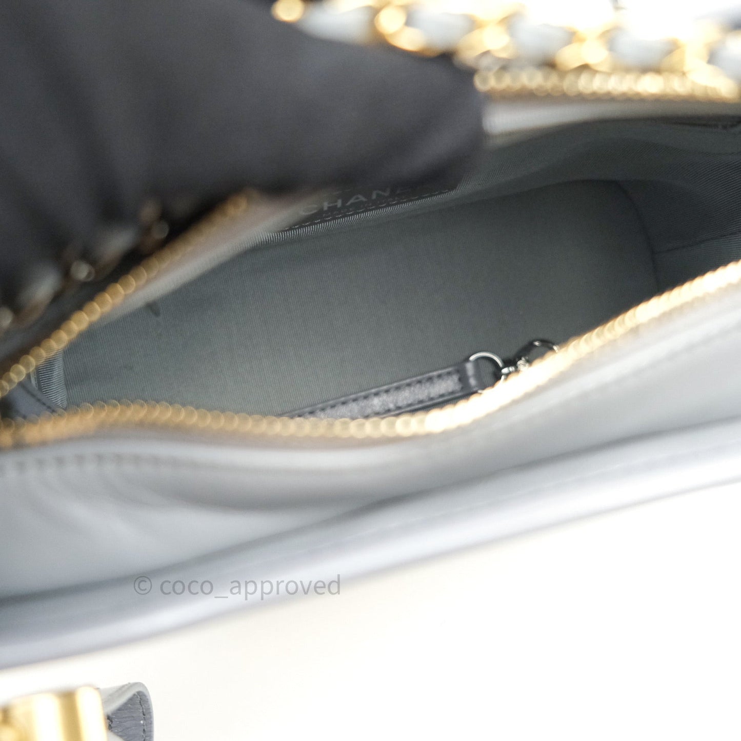 Chanel Calfskin Chevron Small Gabrielle Hobo Grey Mixed Hardware