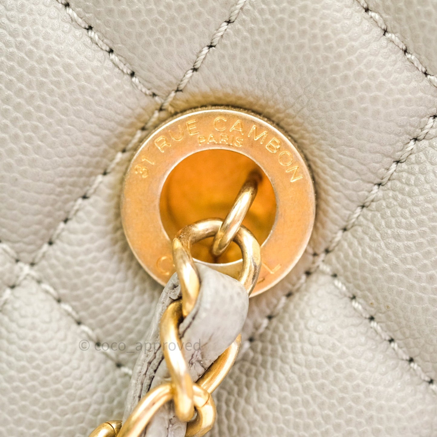 Chanel Quilted Medium Coco Handle Shopping Tote Grey Caviar Gold Hardware