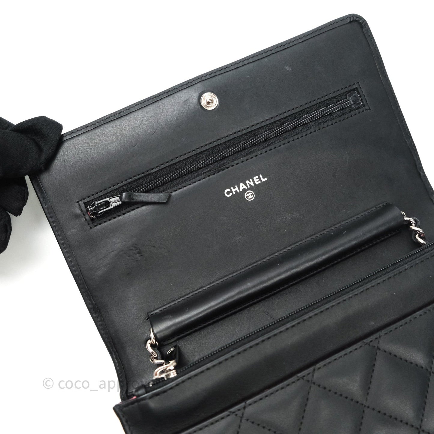 Chanel Quilted Wallet on Chain WOC Cambon Black Calfskin Silver Hardware