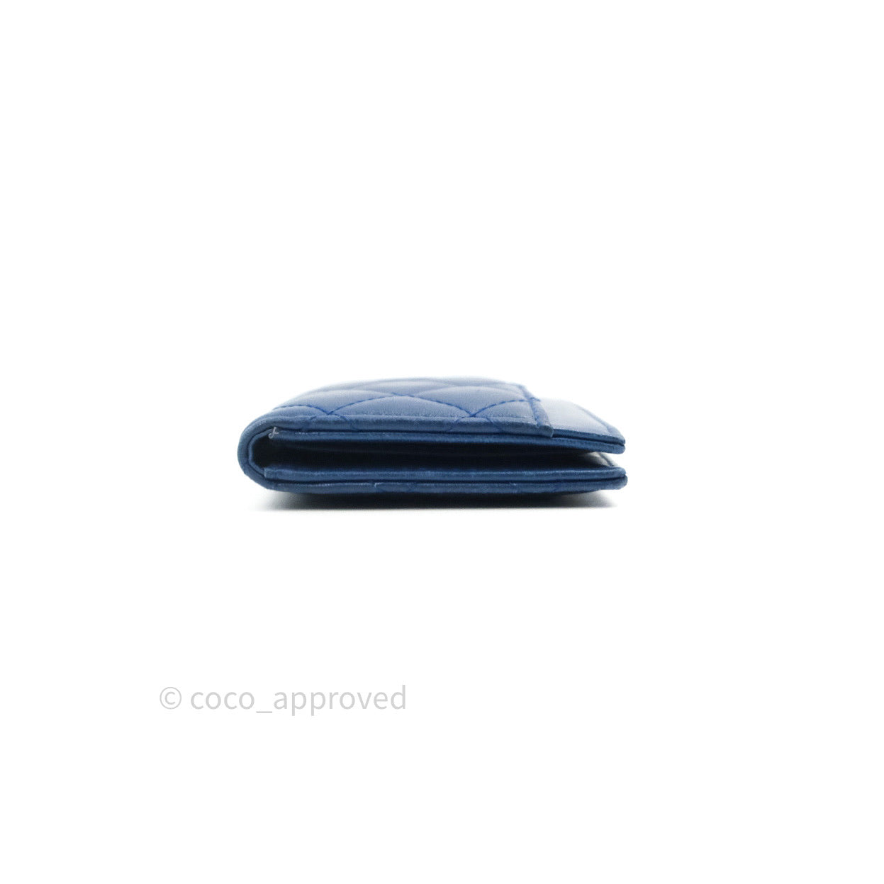 Chanel Blue Card Holder Lambskin Silver Hardware