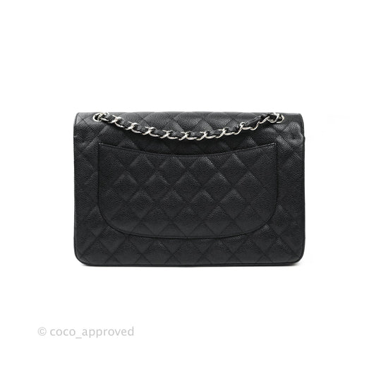 Chanel Jumbo Double Flap Black Caviar Silver Hardware⁣⁣