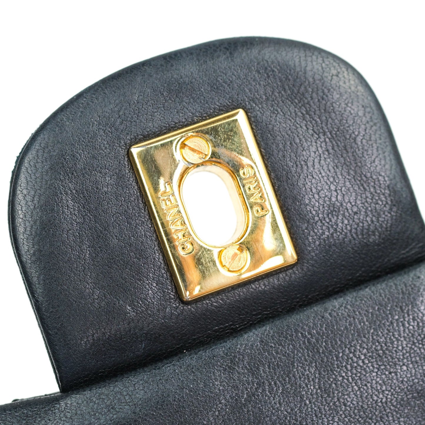 Chanel Classic Vintage M/L Medium Double Flap Bag Black Lambskin 24K Gold Hardware