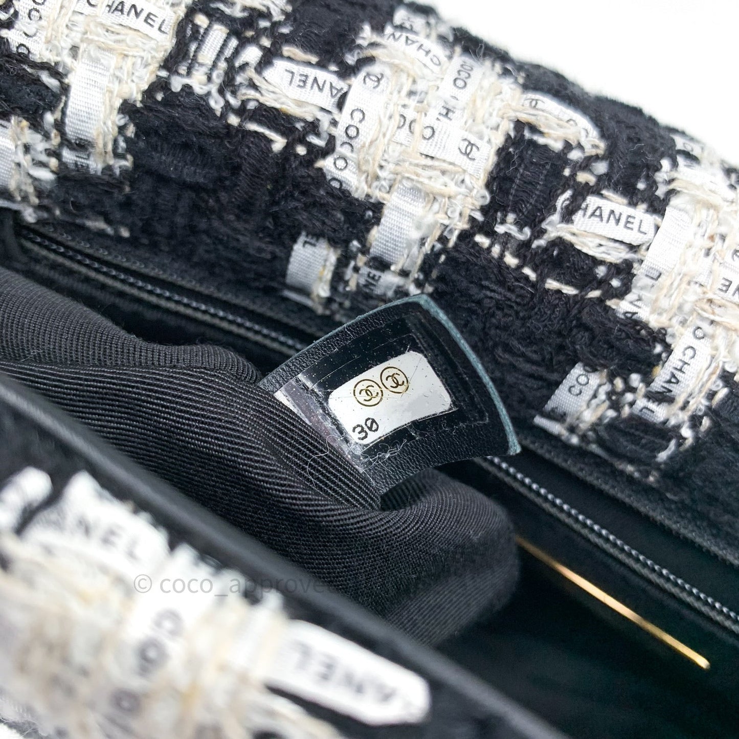 Chanel 19 Medium Tweed White Ribbon Mixed Hardware