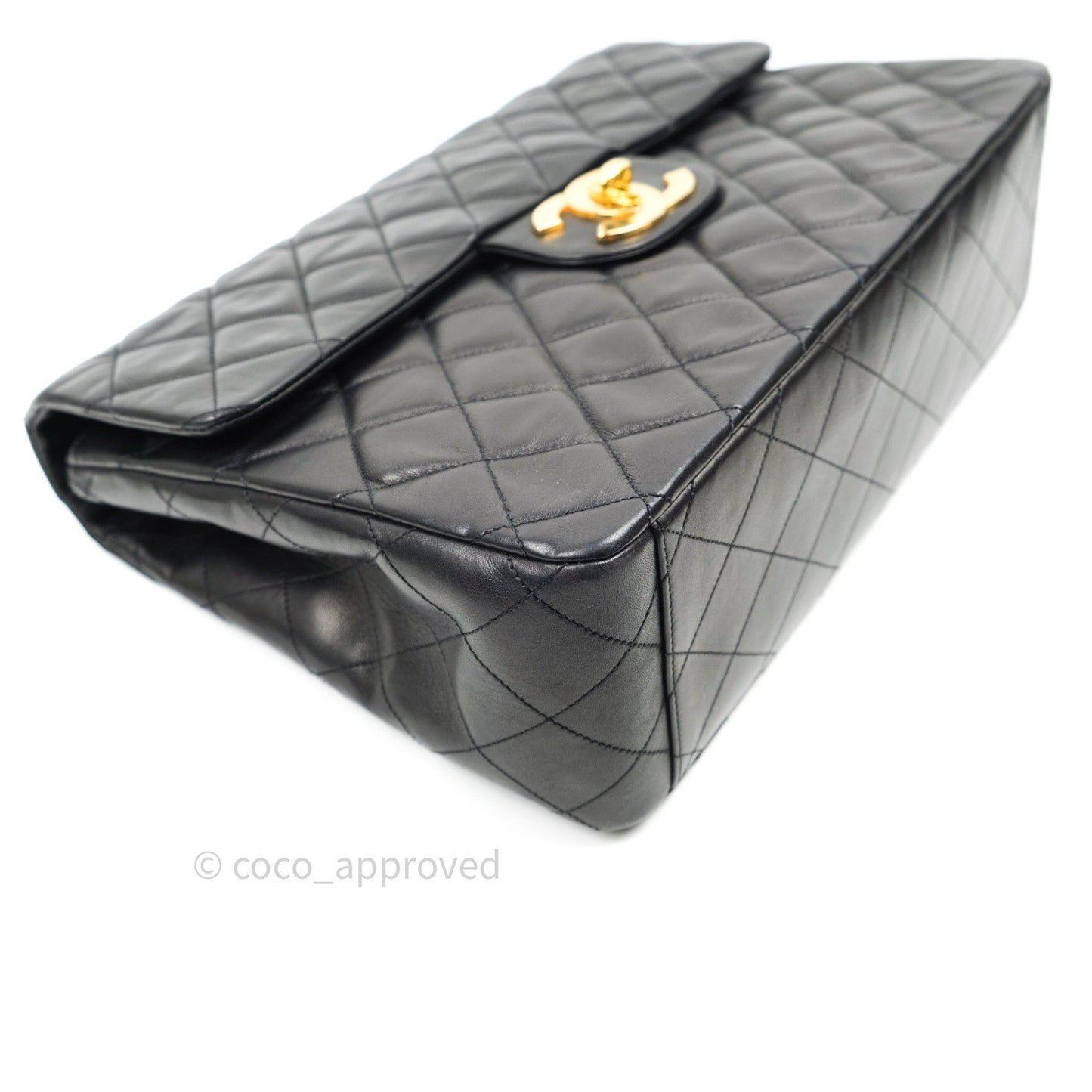 Chanel Vintage XL Jumbo Single Flap Black Lambskin 24K Gold Hardware