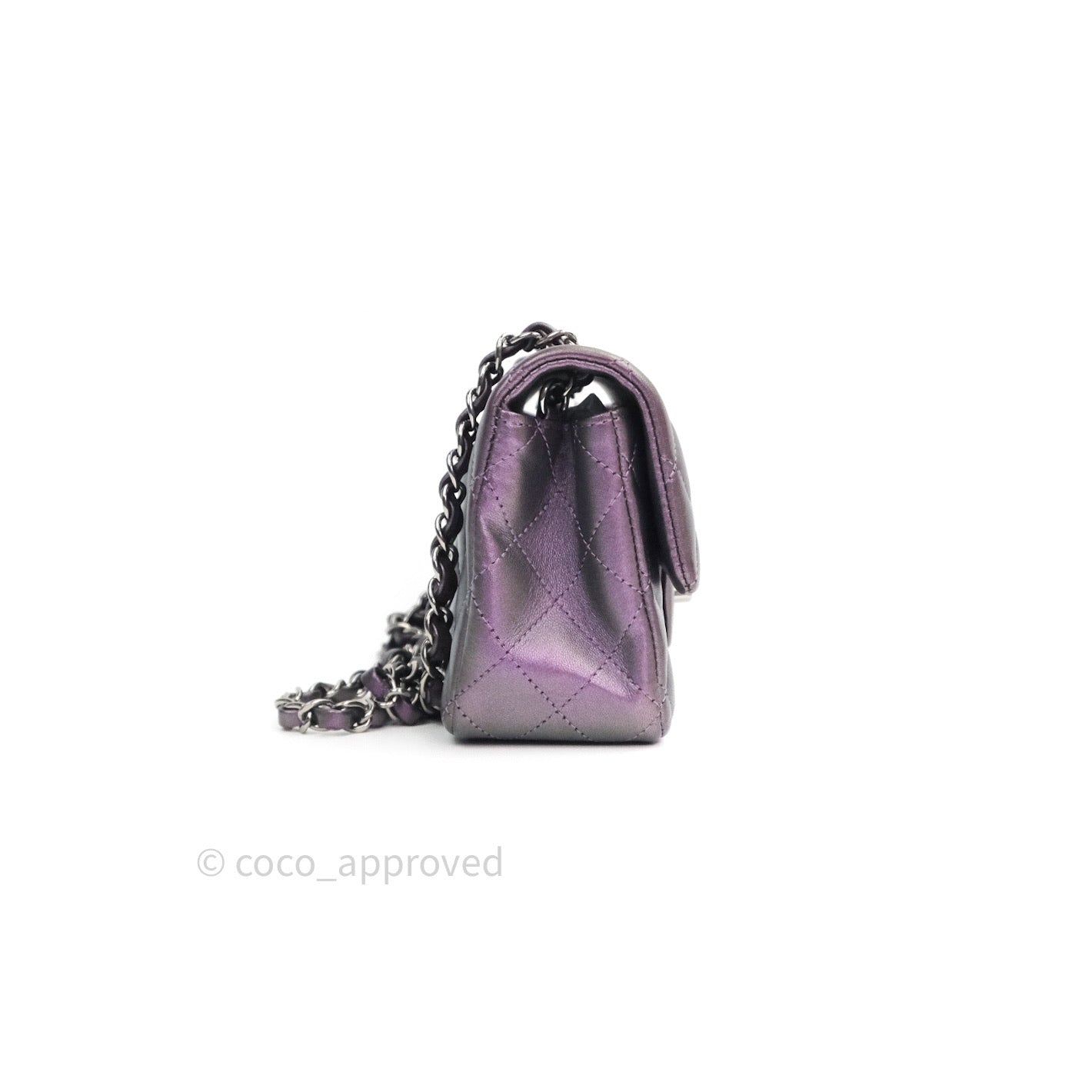 Chanel Quilted Mini Rectangular Iridescent Purple Dark Silver Hardware