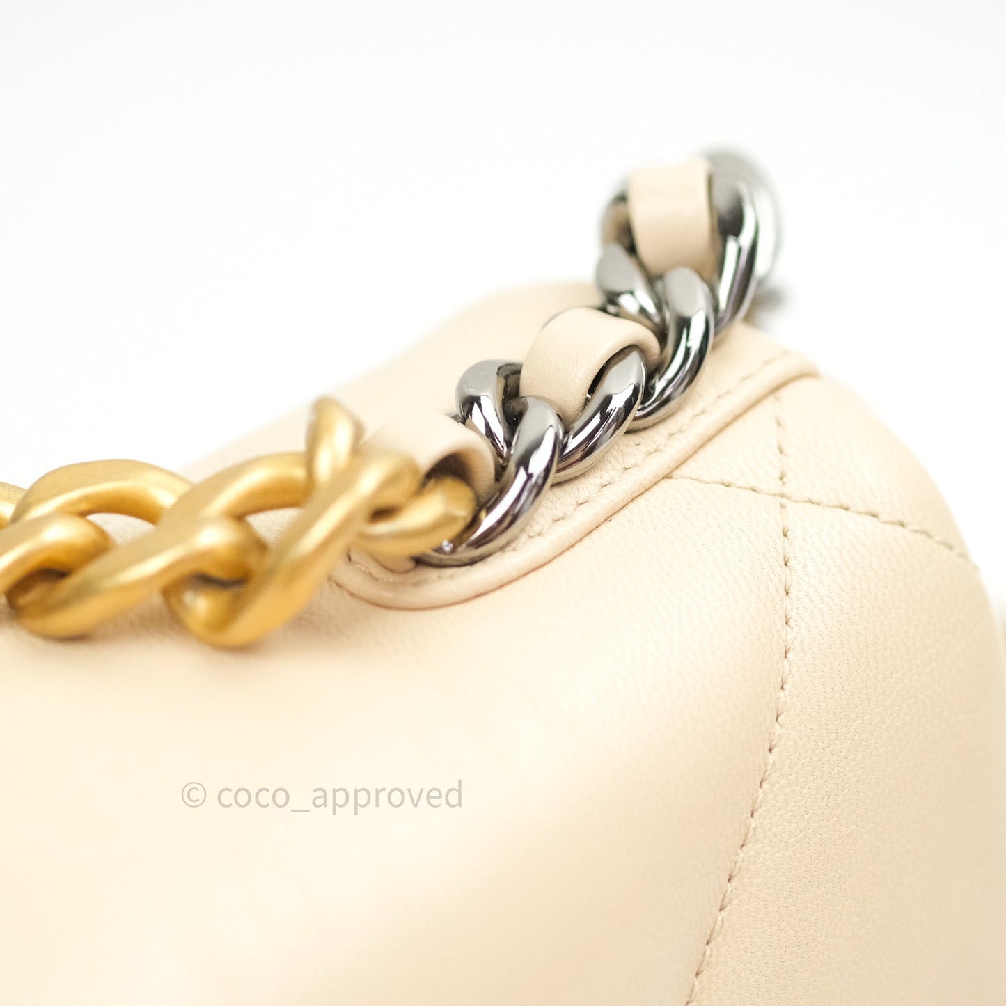 Chanel 19 Small Beige Goatskin Mixed Hardware