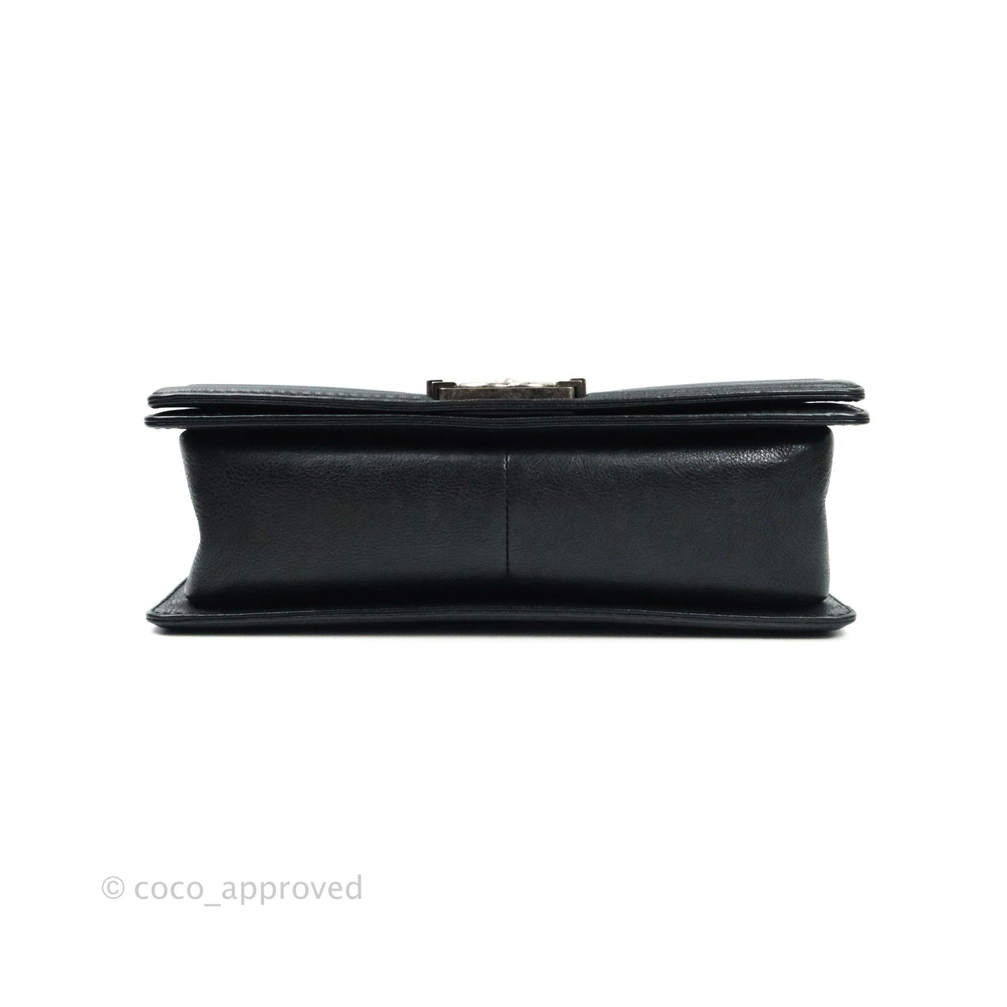 Chanel Boy Quilted Medium Black Grained Calfskin Ruthenium Hardware