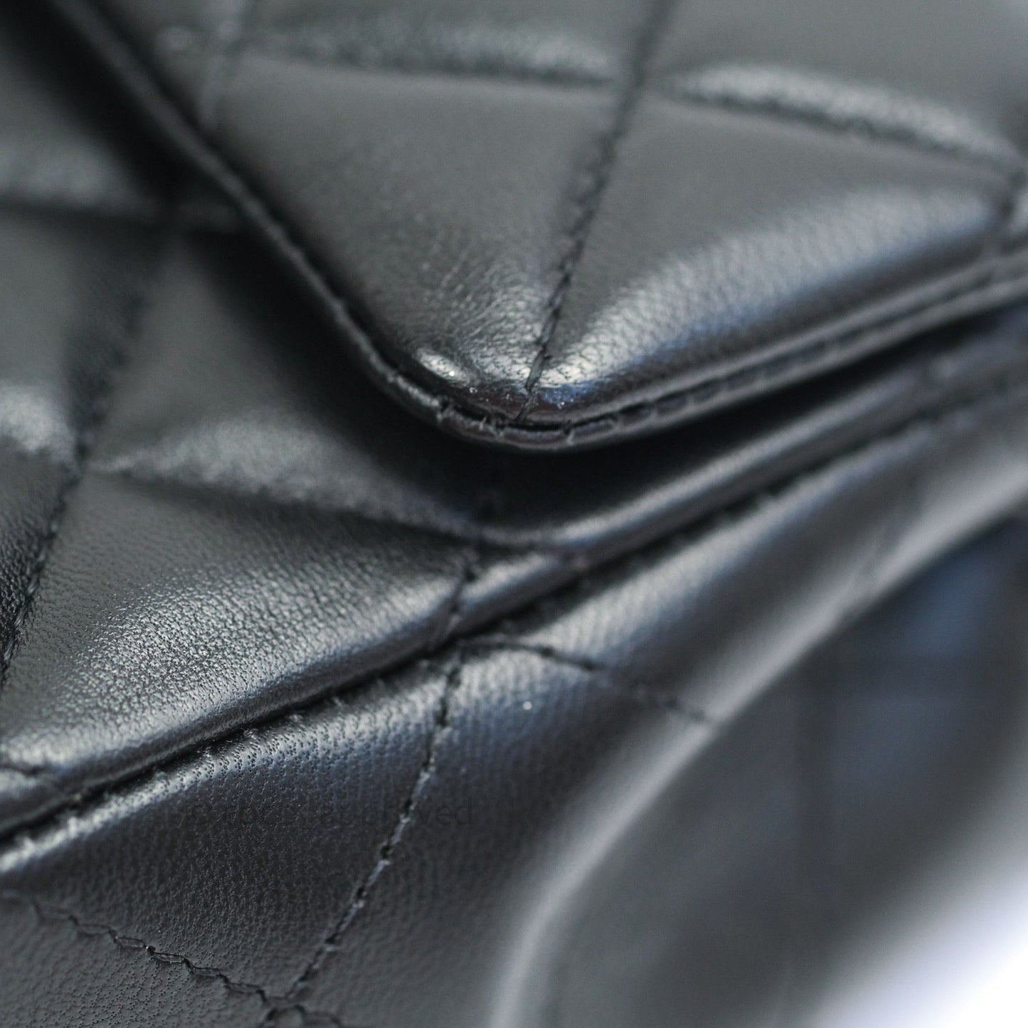 Chanel Quilted Mini Rectangular Black Lambskin Silver Hardware