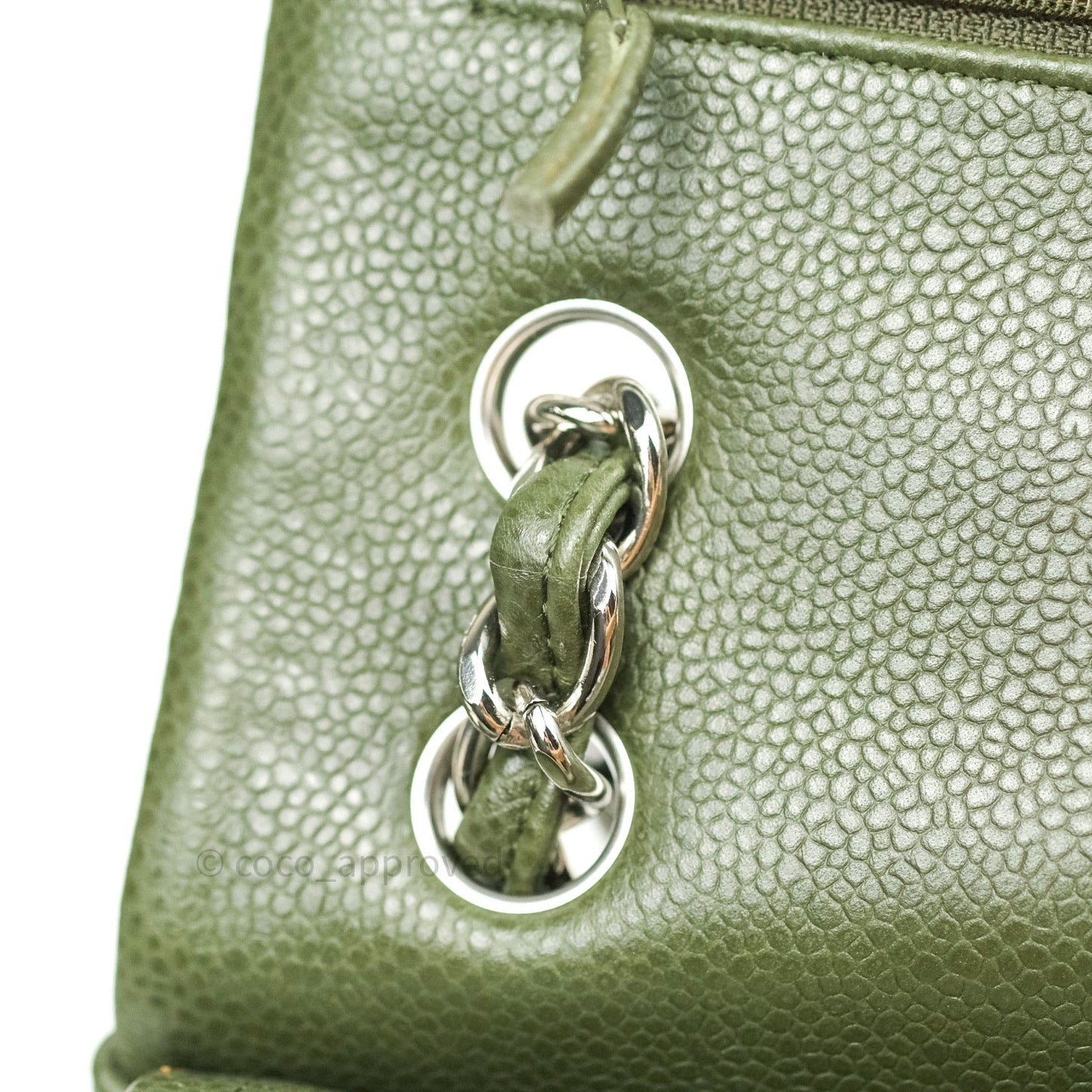 Chanel Classic Jumbo Double Flap Quilted Green Caviar Silver Hardware⁣⁣