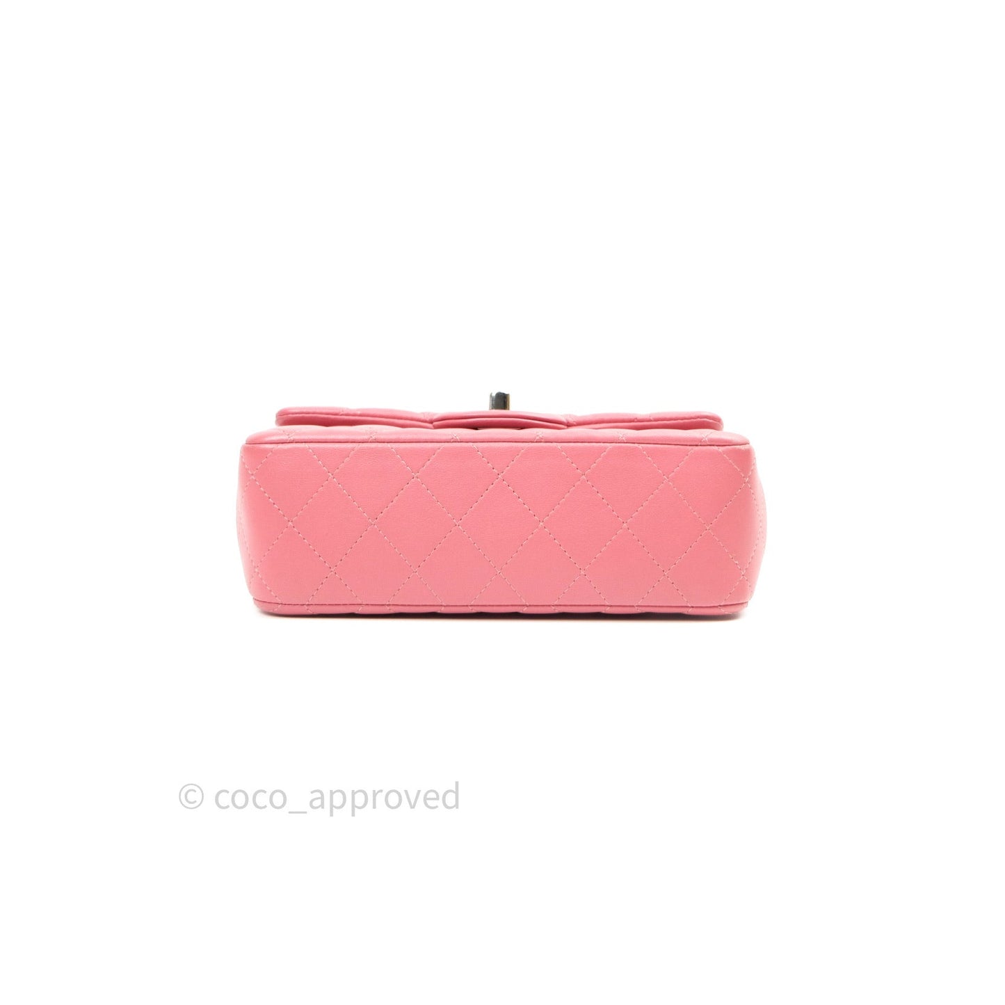 Chanel Quilted Mini Rectangular Pink Lambskin Silver Hardware