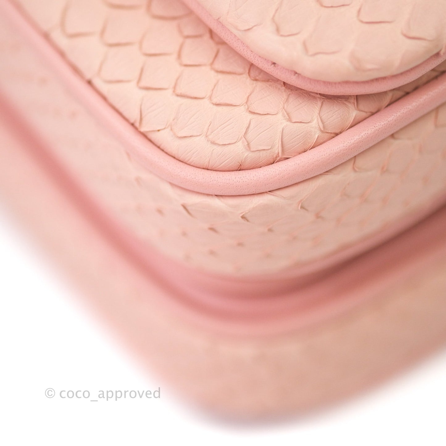 Chanel Small Handle Flap Bag Pink Python Gold Hardware