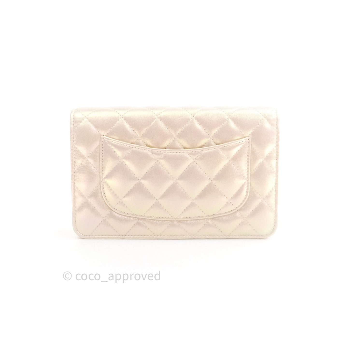 Chanel Quilted Wallet on Chain WOC Iridescent Ivory Gold Hardware 20A
