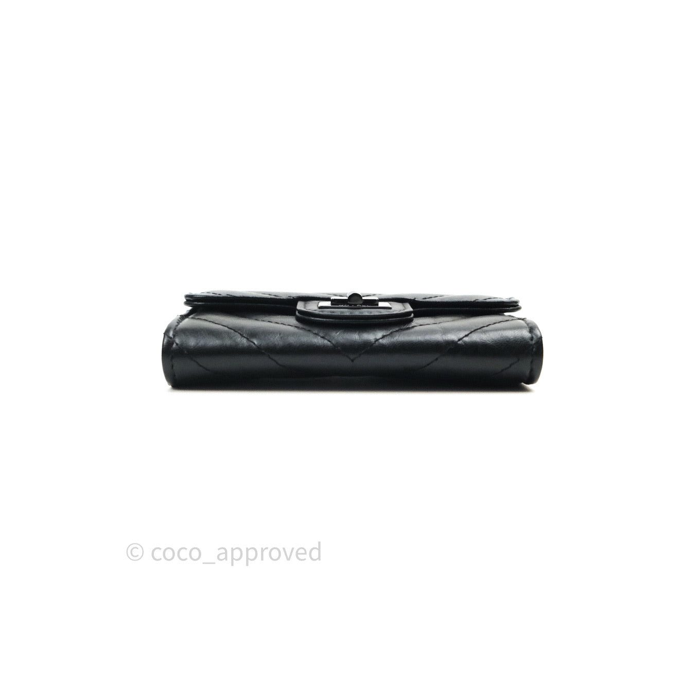 Chanel Aged Calfskin Chevron Reissue Card Holder Wallet So Black