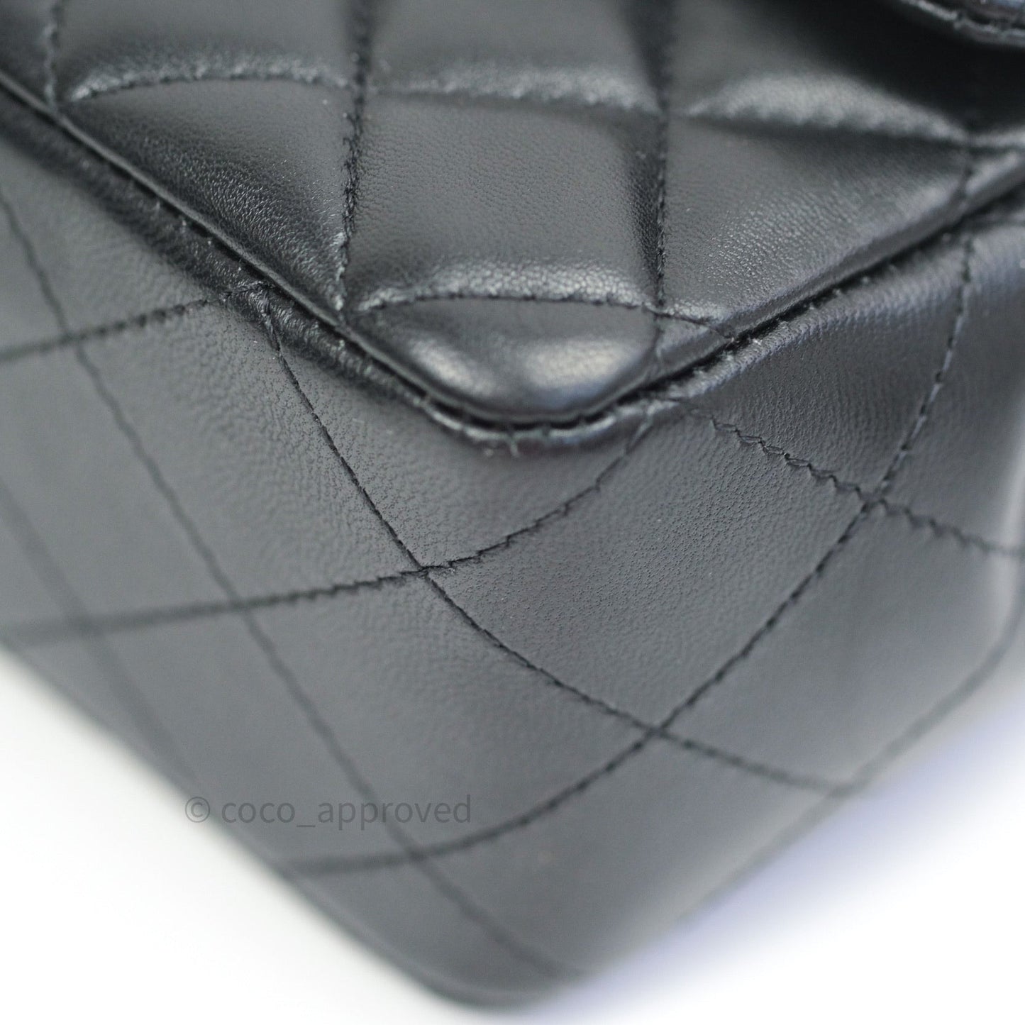 Chanel Quilted Mini Rectangular Black Lambskin Silver Hardware