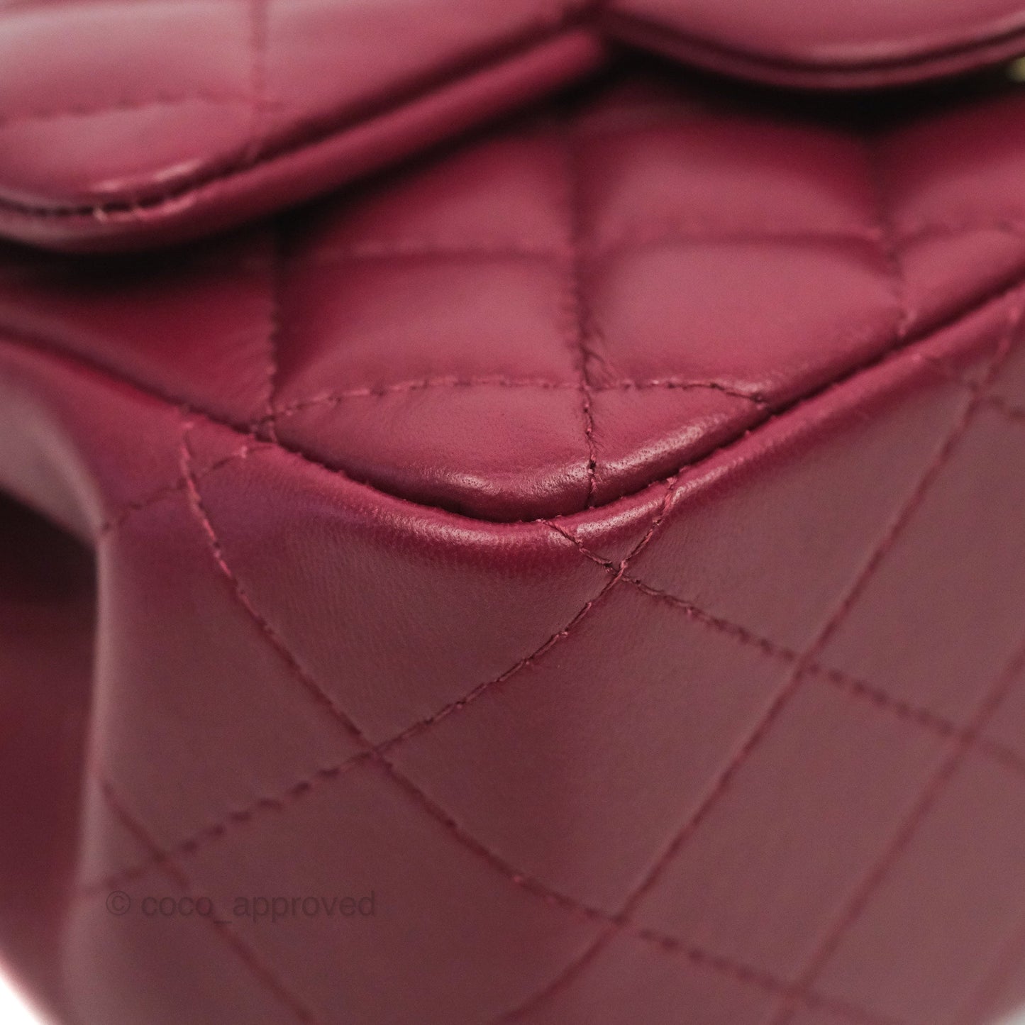 Chanel Quilted Mini Square Dark Red Burgundy Lambskin Gold Hardware 21K