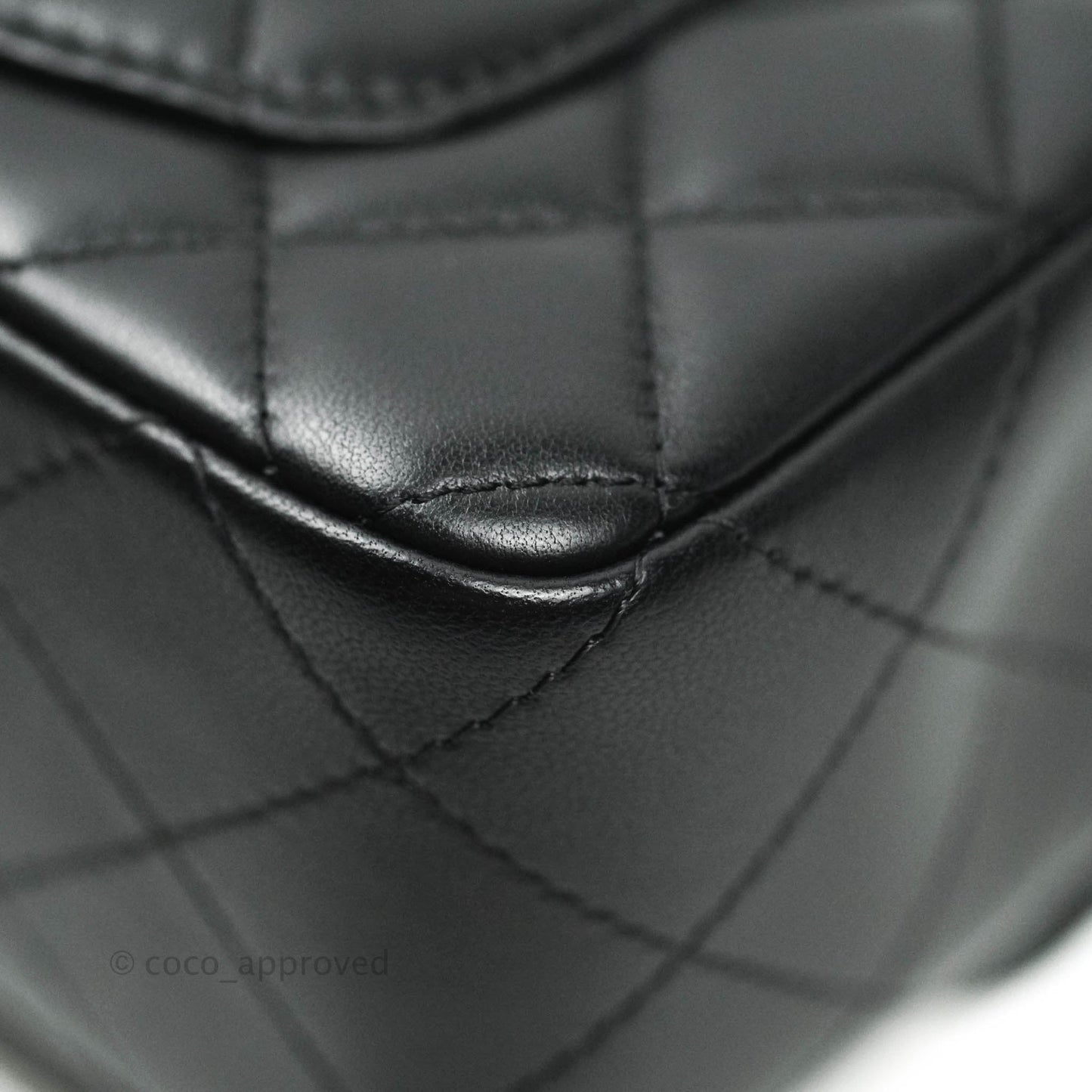 Chanel Quilted Mini Rectangular Black Lambskin Silver Hardware