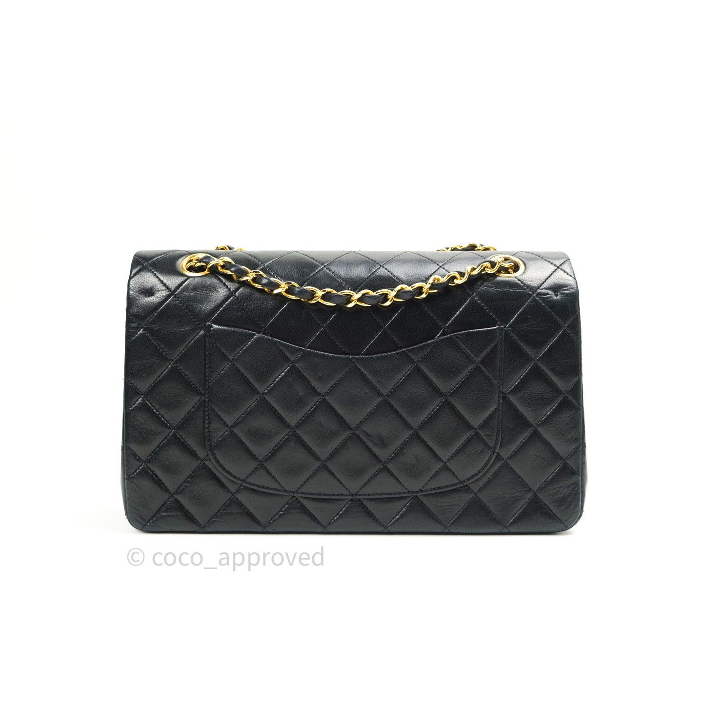 Chanel Classic Vintage M/L Medium Double Flap Bag Black Lambskin 24K Gold Hardware