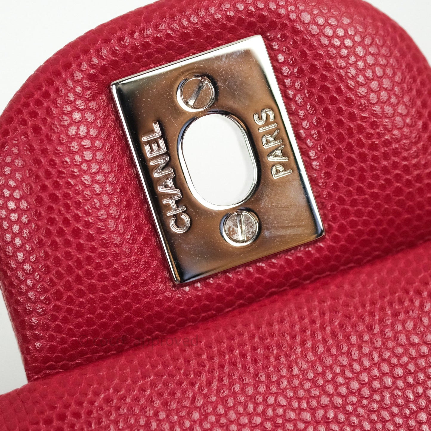 Chanel Classic M/L Medium Double Flap Bag Red Caviar Silver Hardware 18B