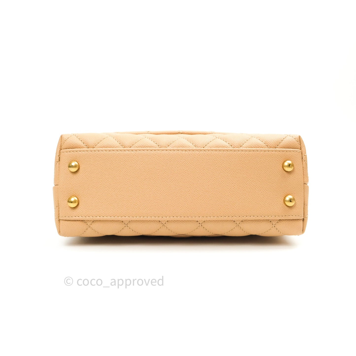 Chanel Mini Coco Handle Quilted Beige Caviar Gold Hardware Lizard Embossed Handle