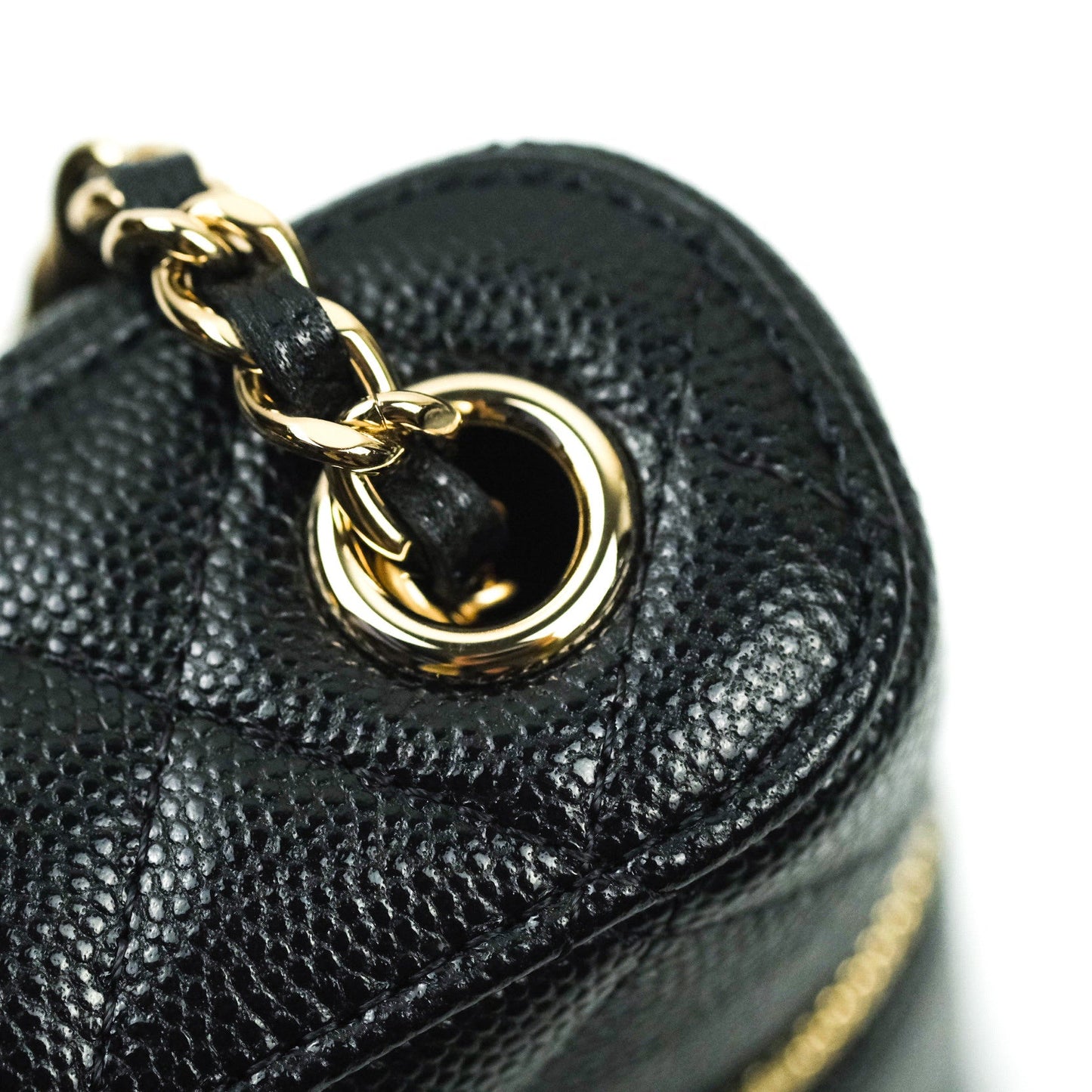 Chanel Vanity Phone Holder With Chain Black Caviar Gold Hardware