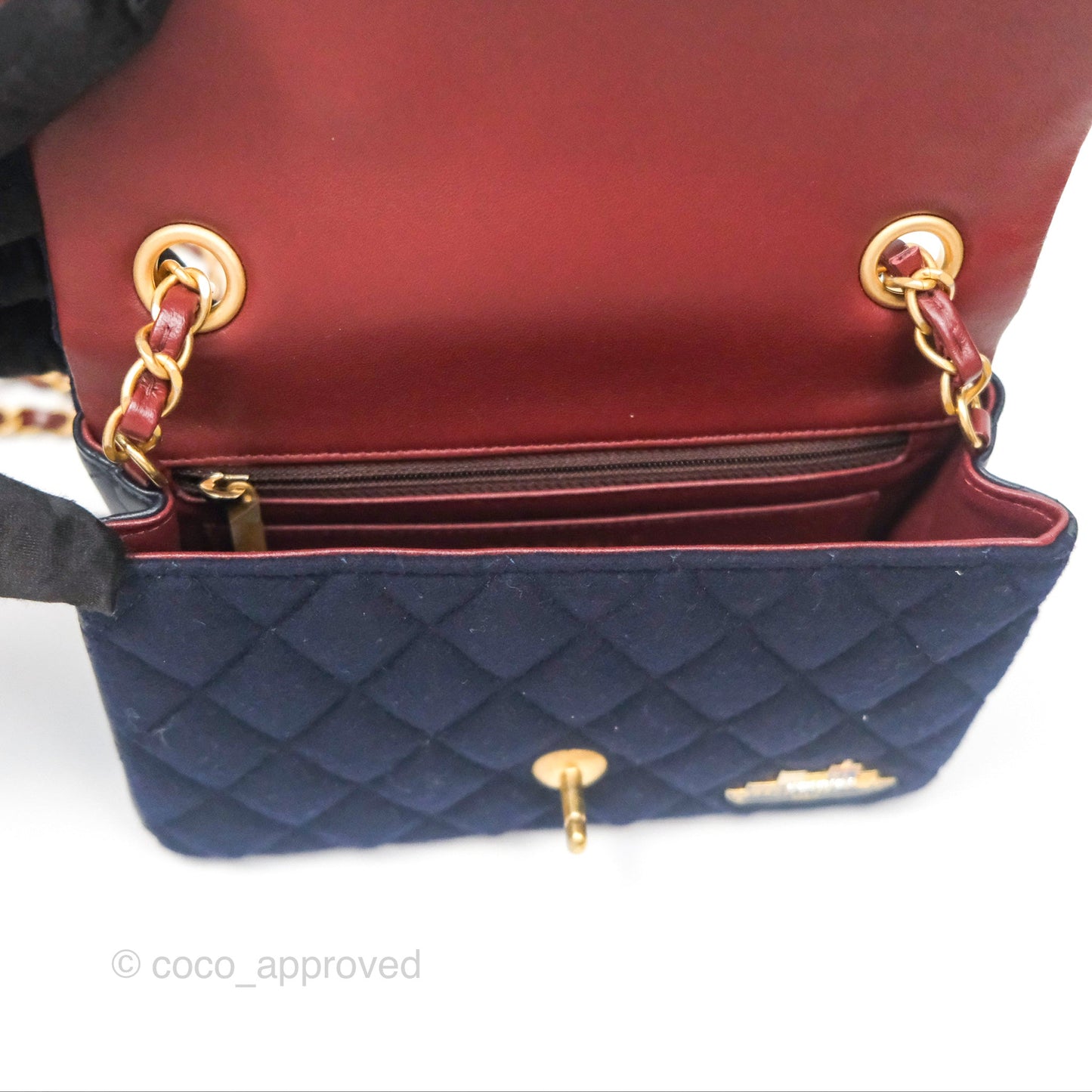 Chanel Paris Hamburg Charms Mini Rectangular Flap Navy Wool Lambskin