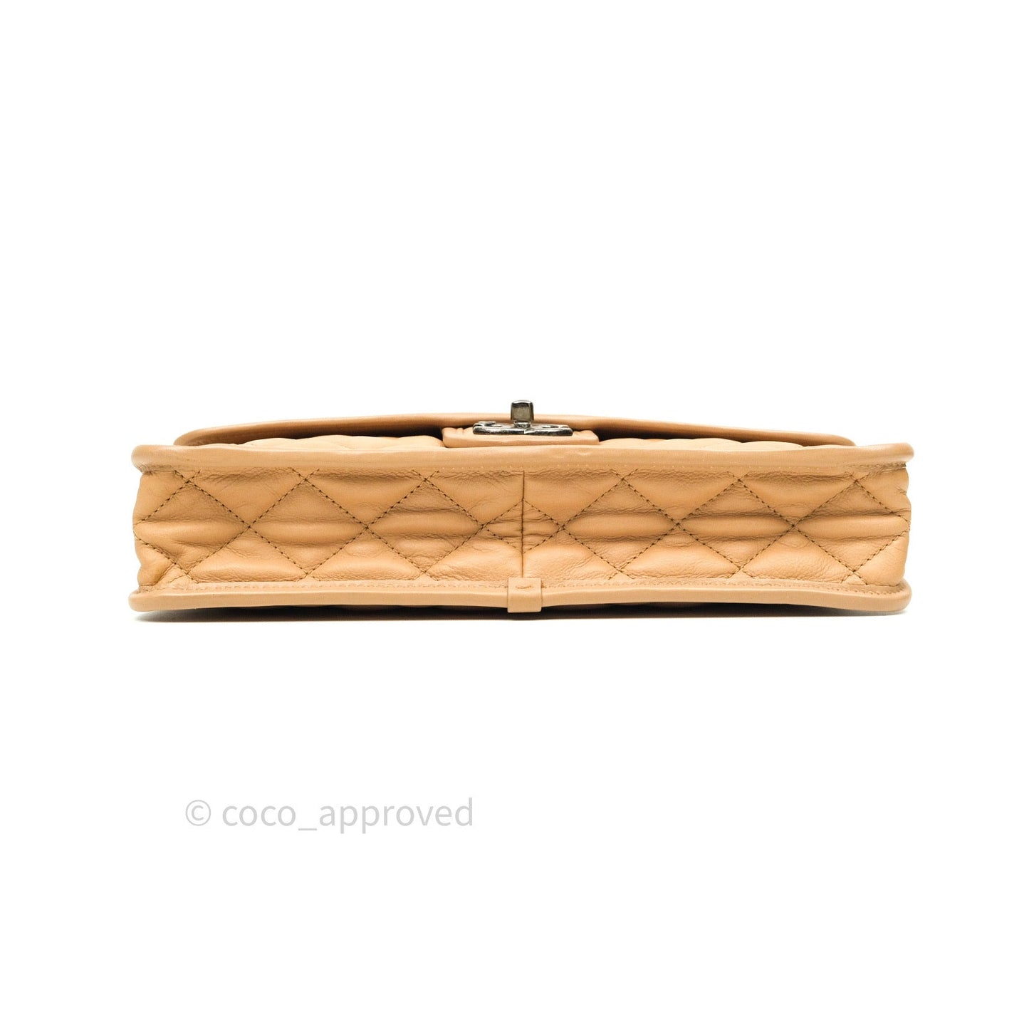 Chanel French Riviera Medium Flap Dark Beige Grained Calfskin Ruthenium Hardware