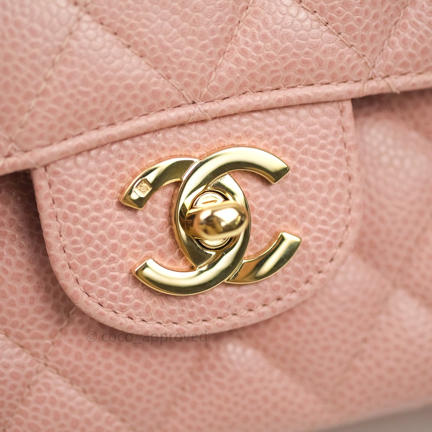 Chanel Classic M/L Medium Double Flap Bag Pink Caviar 24K Gold Hardware
