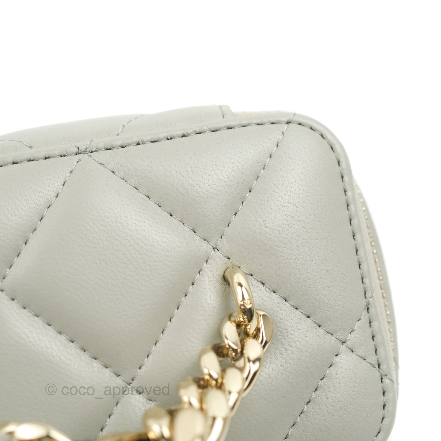 Chanel Vanity with Resin Chain Grey Lambskin Gold Hardware