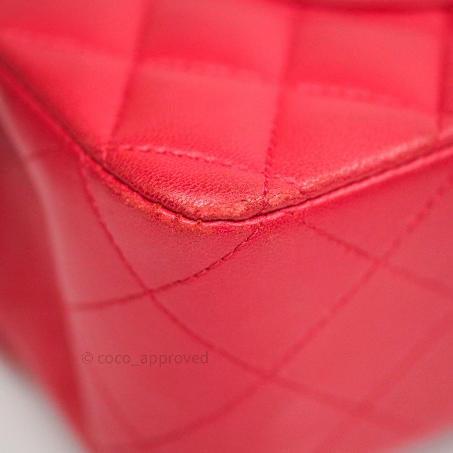 Chanel Classic M/L Medium Double Flap Bag Red Lambskin Silver Hardware